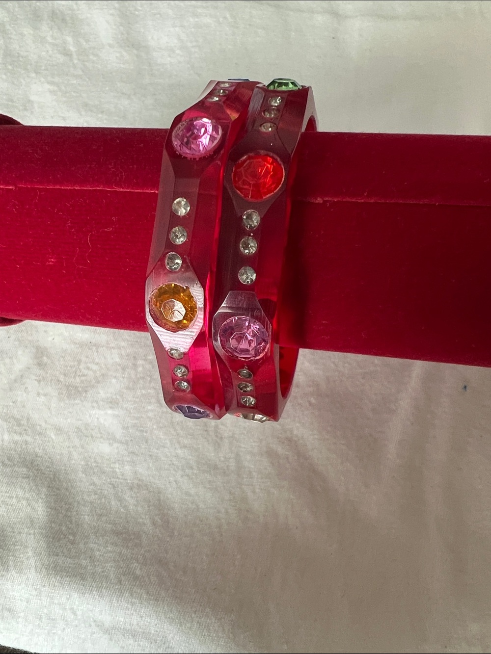 Pink Rhinestone Resin Bangle Bracelet - Sparkling Pink Statement Jewelry